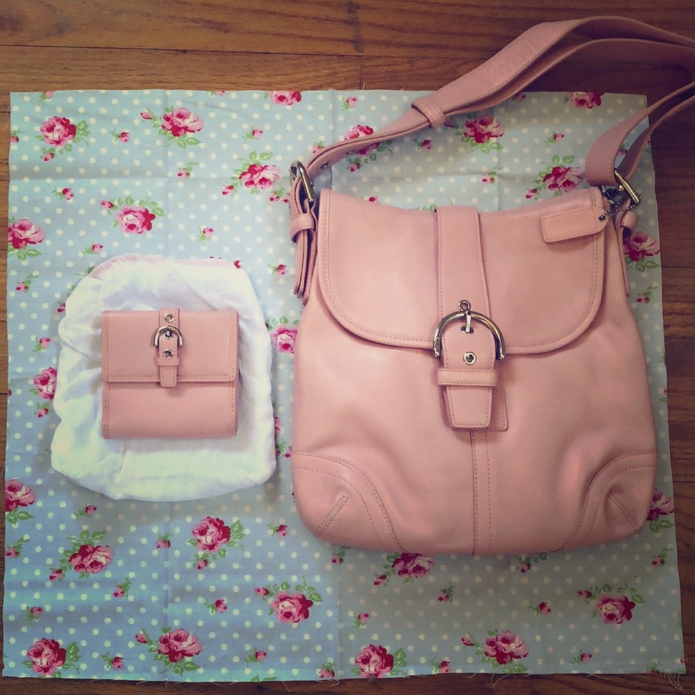 Coach Pink Satchel and Matching Wallet